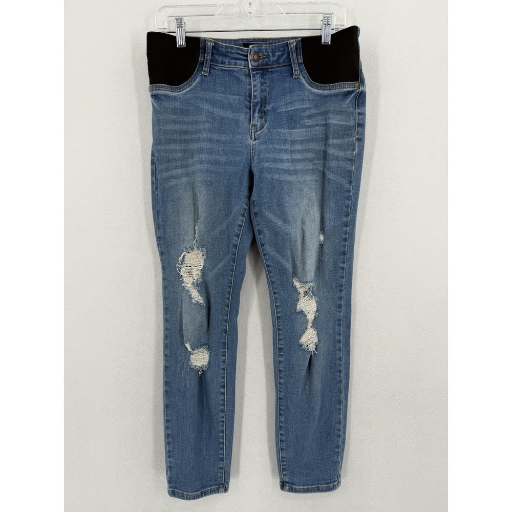 Judy Blue Maternity Jeans Size 7/28 Boyfriend Fit Distressed Stretch JB9802